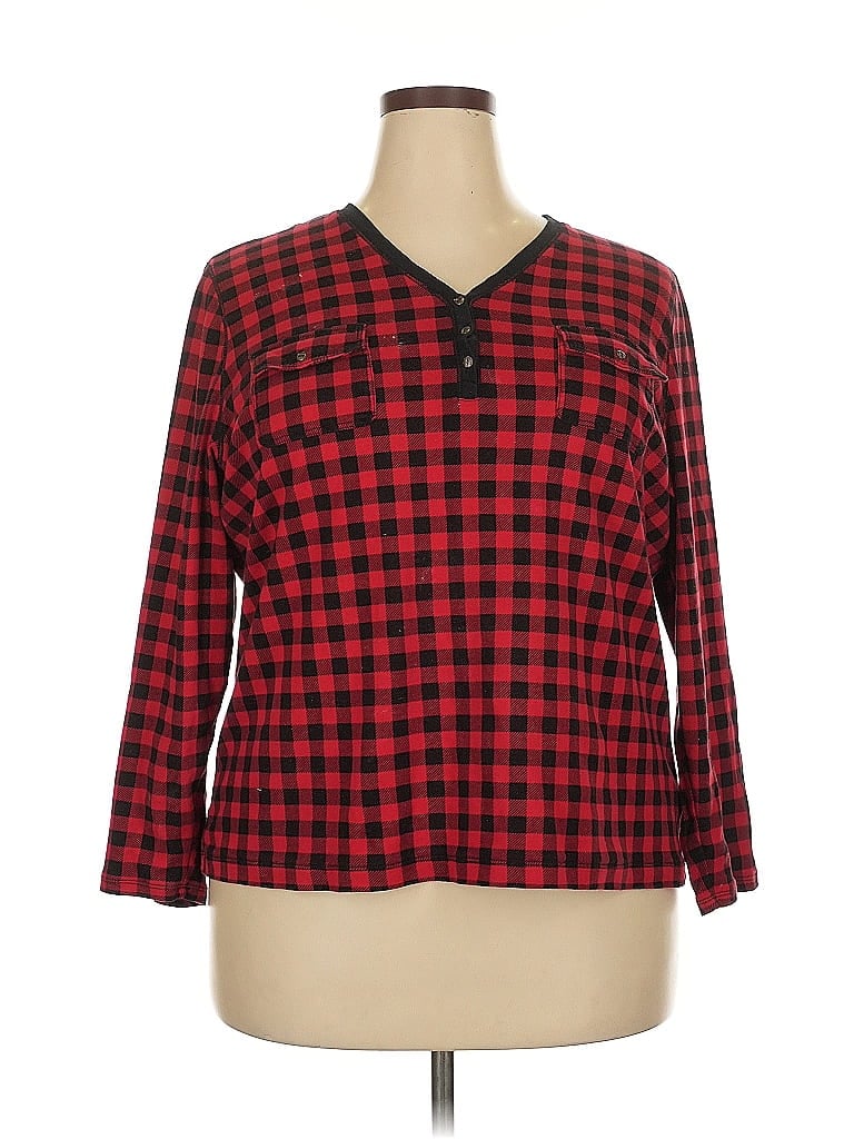 Pre-owned Chaps 3/4 Sleeve Blouse In Red