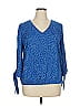 West Kei 100% Polyester Blue 3/4 Sleeve Blouse Size XL - photo 1