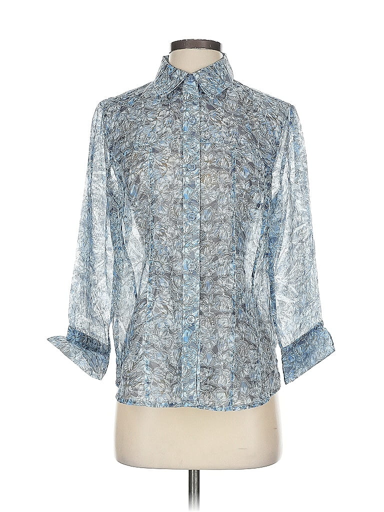 Pre-owned Draper's & Damon's 3/4 Sleeve Blouse In Blue