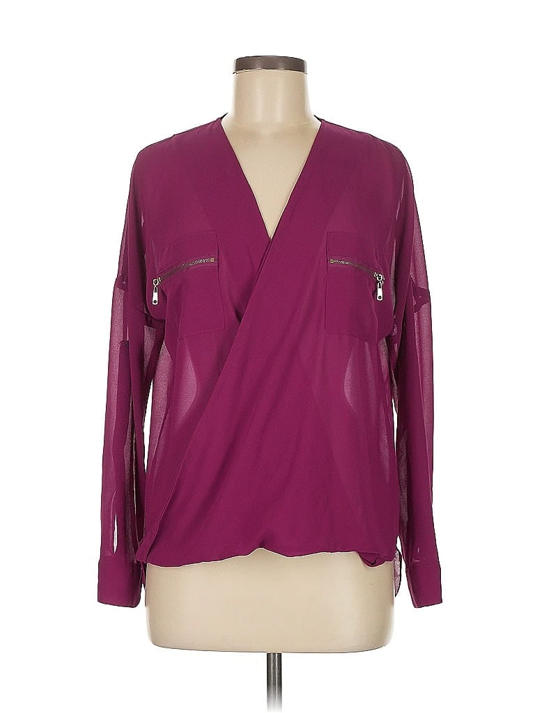 Arden B. 100% Polyester Burgundy Long Sleeve Blouse Size M - photo 1