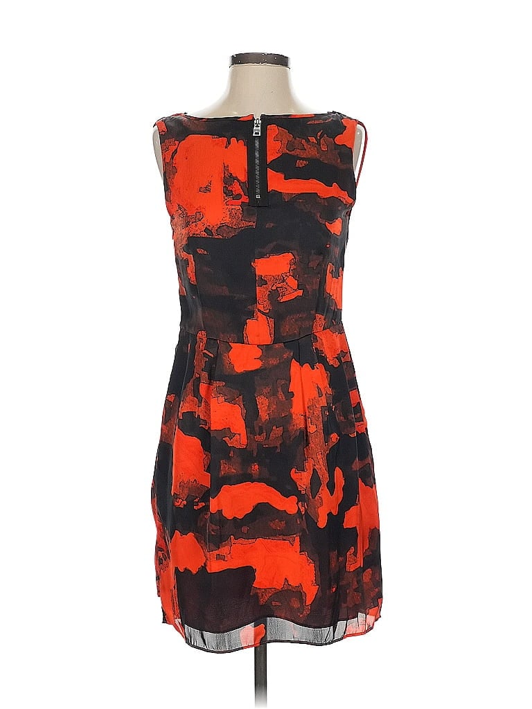 Marc New York Andrew Marc 100% Polyester Graphic Red Orange Cocktail Dress Size 4 - photo 1