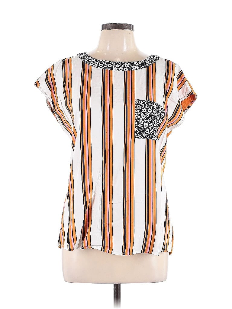 Porridge Stripes Orange Short Sleeve Top Size M - photo 1