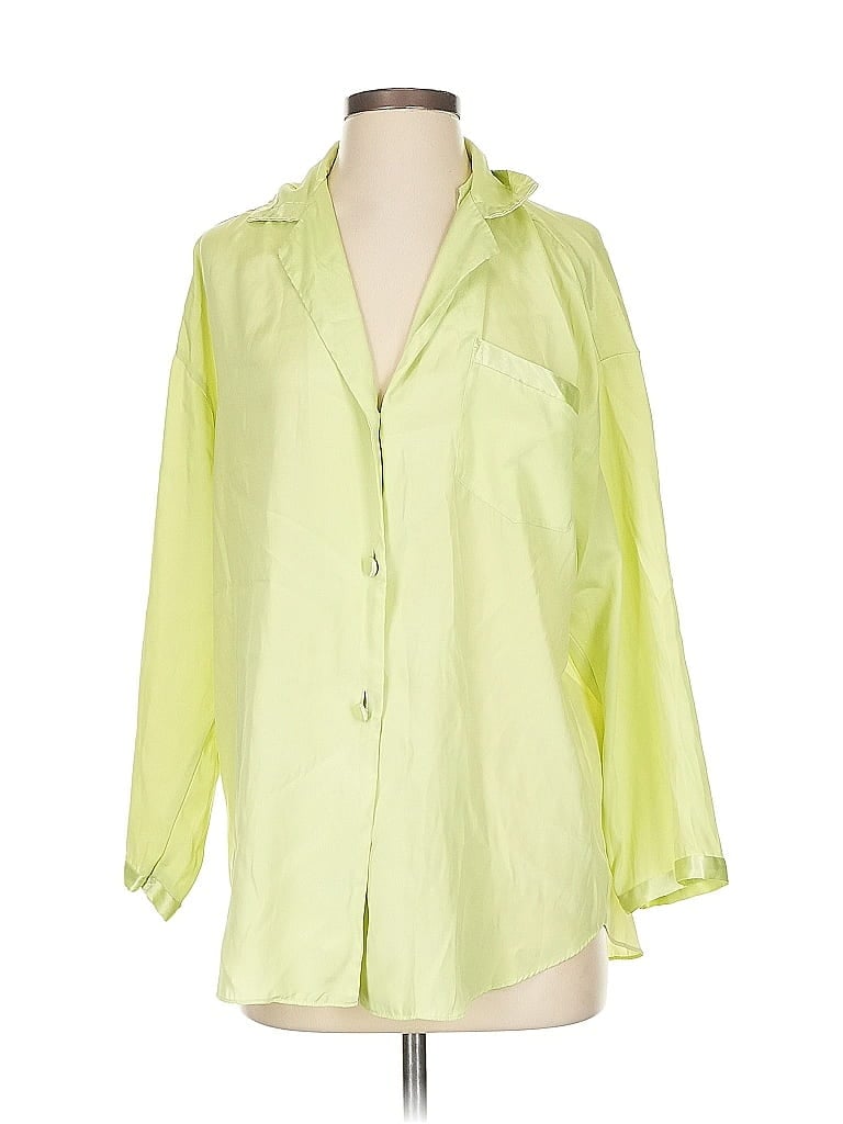 Victoria's Secret 100% Polyester Green Yellow 3/4 Sleeve Blouse Size XS - photo 1