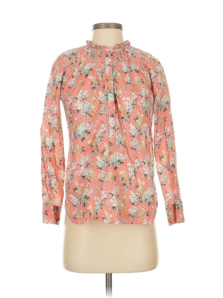 Pre-owned Liberty Art Fabrics For J.crew Long Sleeve Blouse In Pink