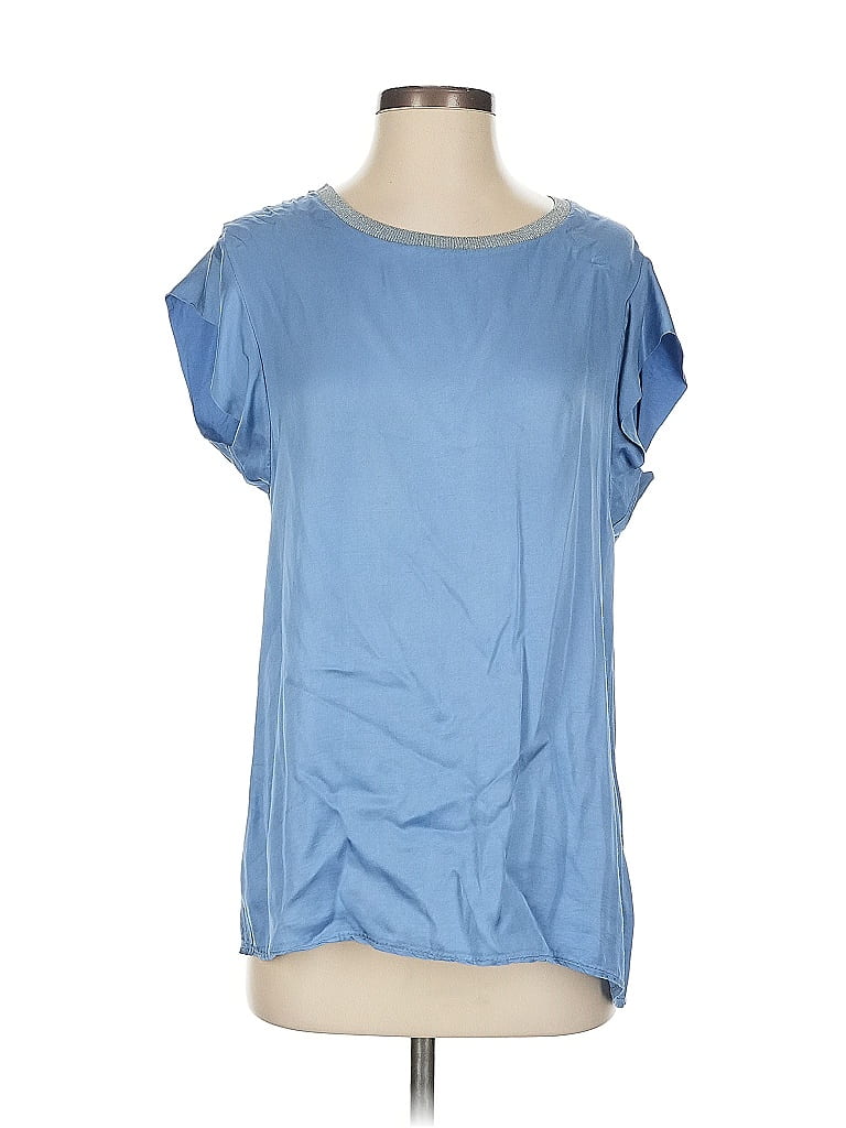 Pre-owned Unbranded Short Sleeve Blouse In Blue