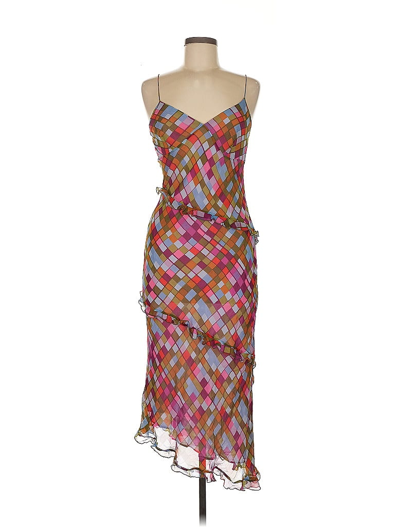 Catherine Malandrino 100% Silk Argyle Pink Cocktail Dress Size M - photo 1