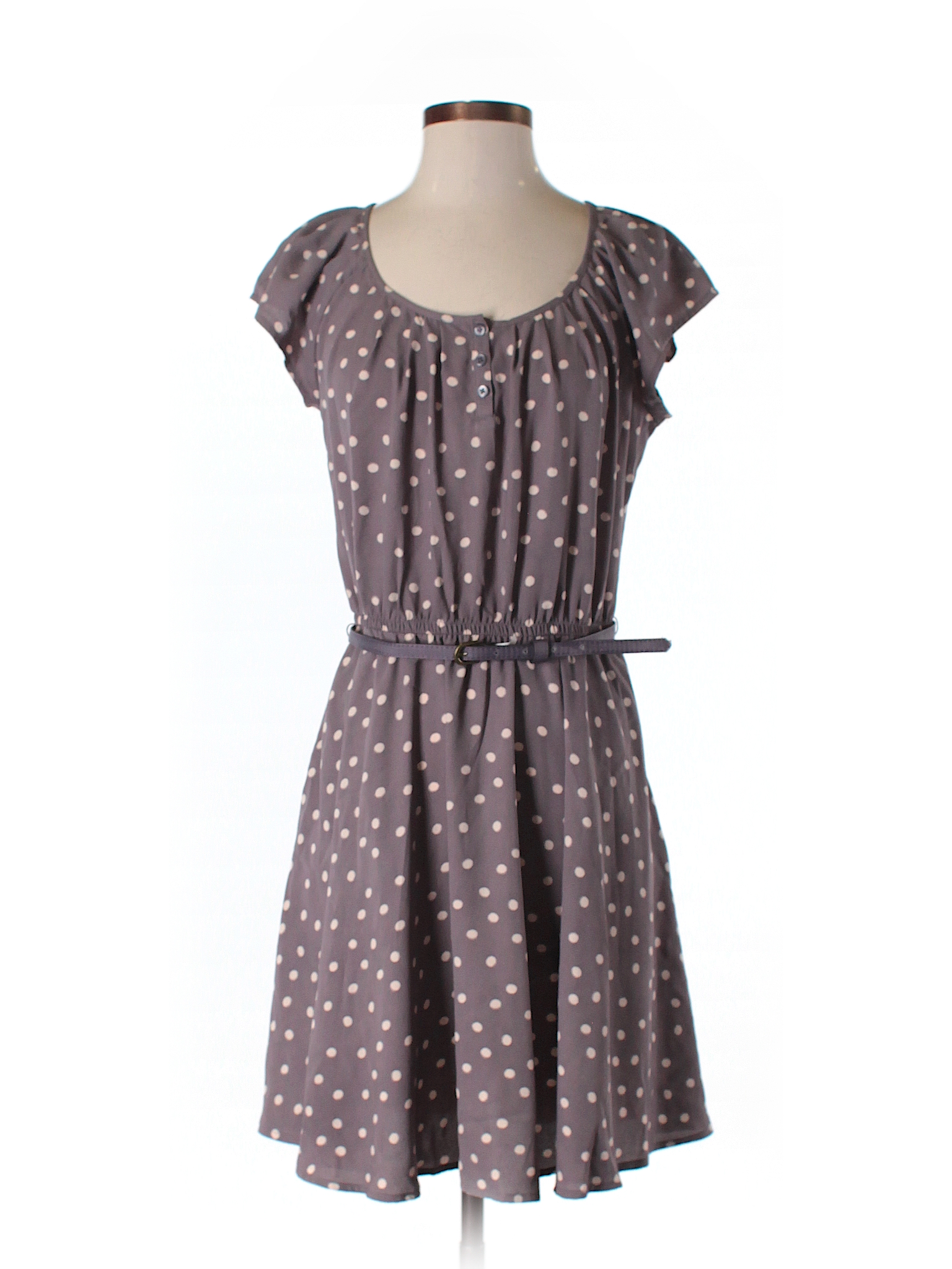 LC Lauren Conrad 100% Polyester Polka Dots Light Purple Casual Dress ...