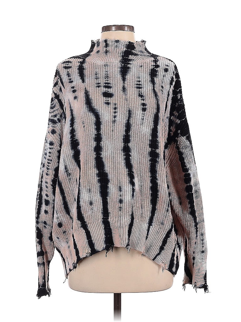 Young Fabulous & Broke 100% Cotton Tie-dye Silver Turtleneck Sweater Size S - photo 1