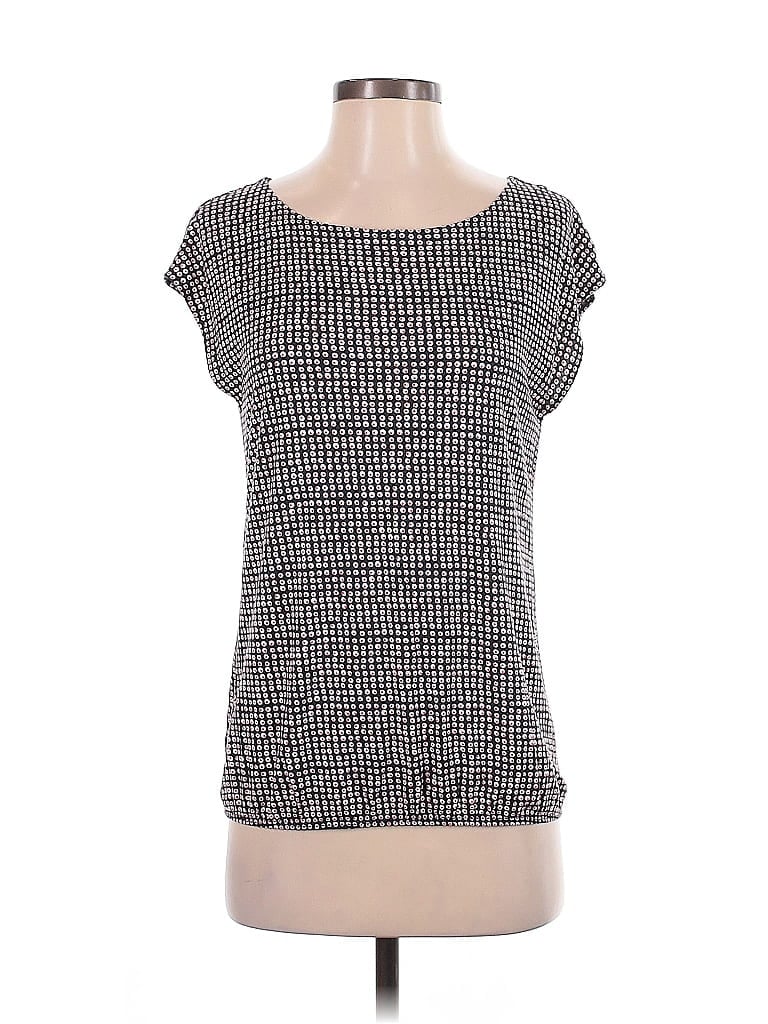Ann Taylor LOFT Outlet Houndstooth Black Short Sleeve T-Shirt Size S - photo 1