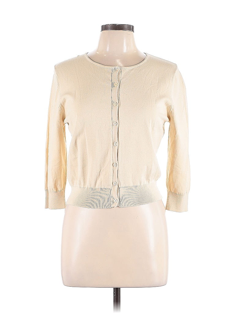 August Silk 100% Silk Ivory Silk Cardigan Size L - photo 1