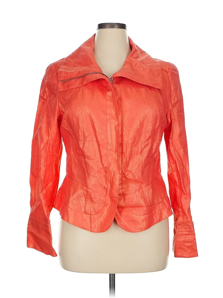 Lafayette 148 New York 100% Linen Orange Jacket Size 14 - photo 1