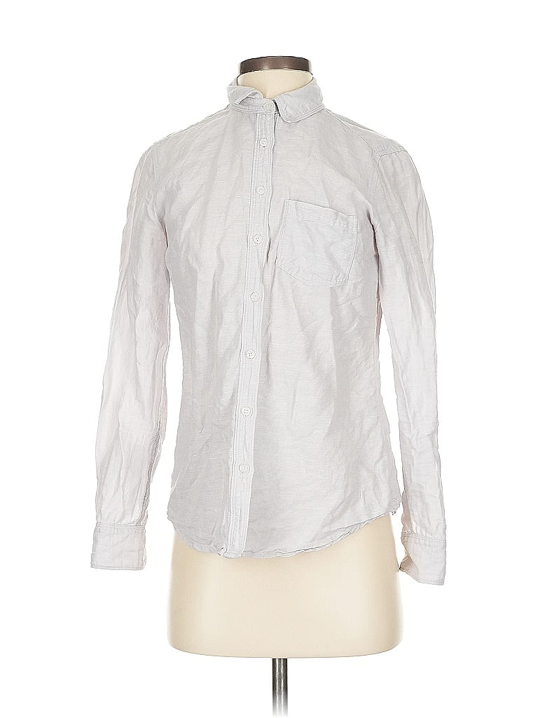 Pre-owned Banana Republic Factory Store Long Sleeve Button Down Shirt In Silver