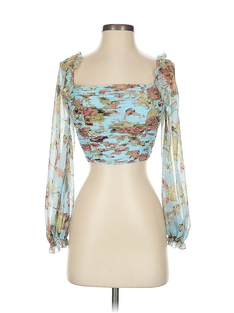 Click to view more detailed imagery on our partner's website Pre-owned Sherri Hill 3/4 Sleeve Blouse In Blue