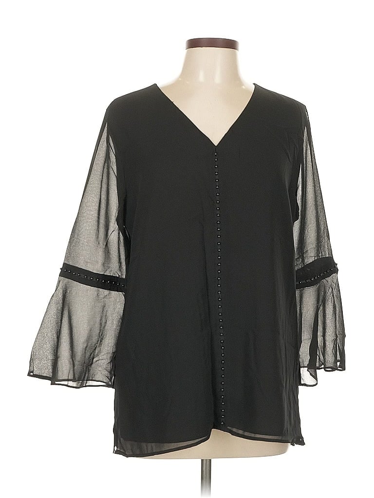 Pre-owned Calvin Klein 3/4 Sleeve Blouse In Black
