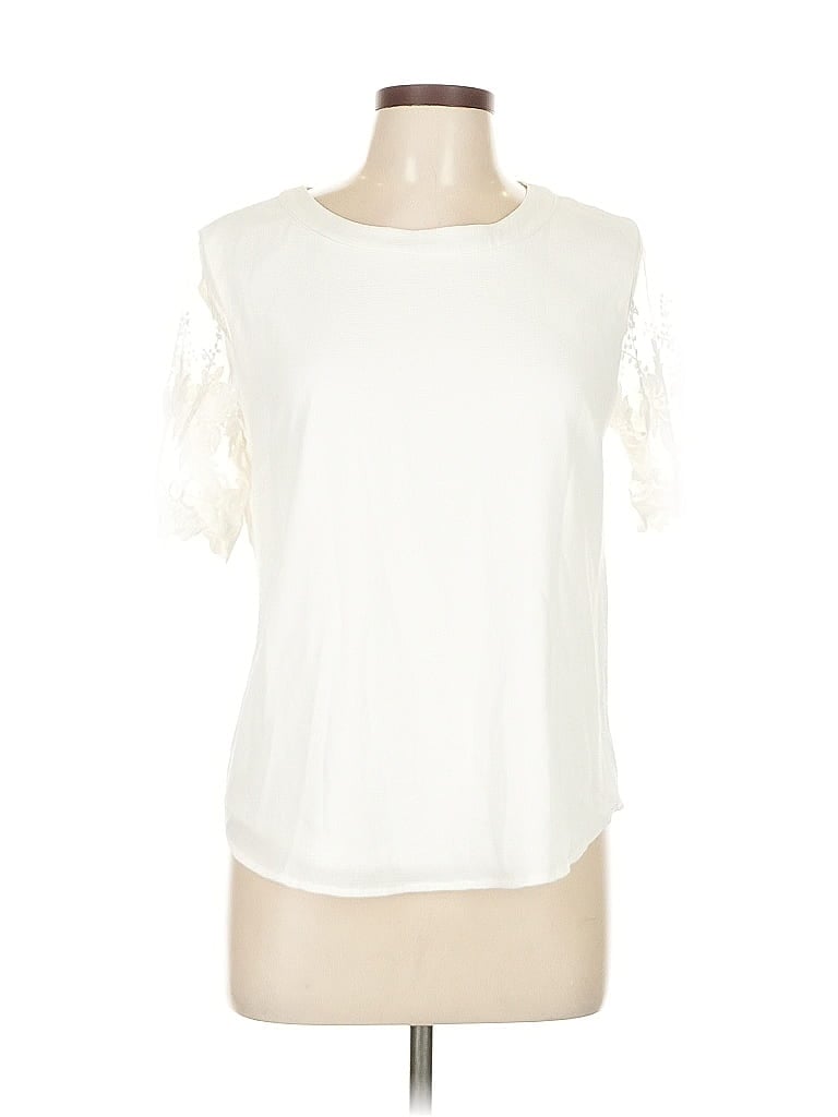Pre-owned Lulus Short Sleeve Top White Cold Shoulder Neckline Tops
