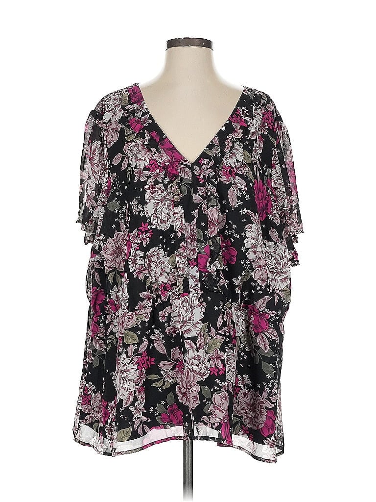 Pre-owned Lane Bryant Short Sleeve Blouse In Black