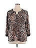 Notations Animal Print Brown 3/4 Sleeve Blouse Size XL - photo 1