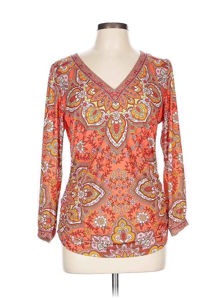 Hale Bob Orange Long Sleeve Blouse Size L - photo 1
