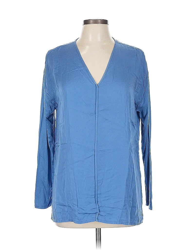 Pre-owned Chico's Long Sleeve Blouse In Blue