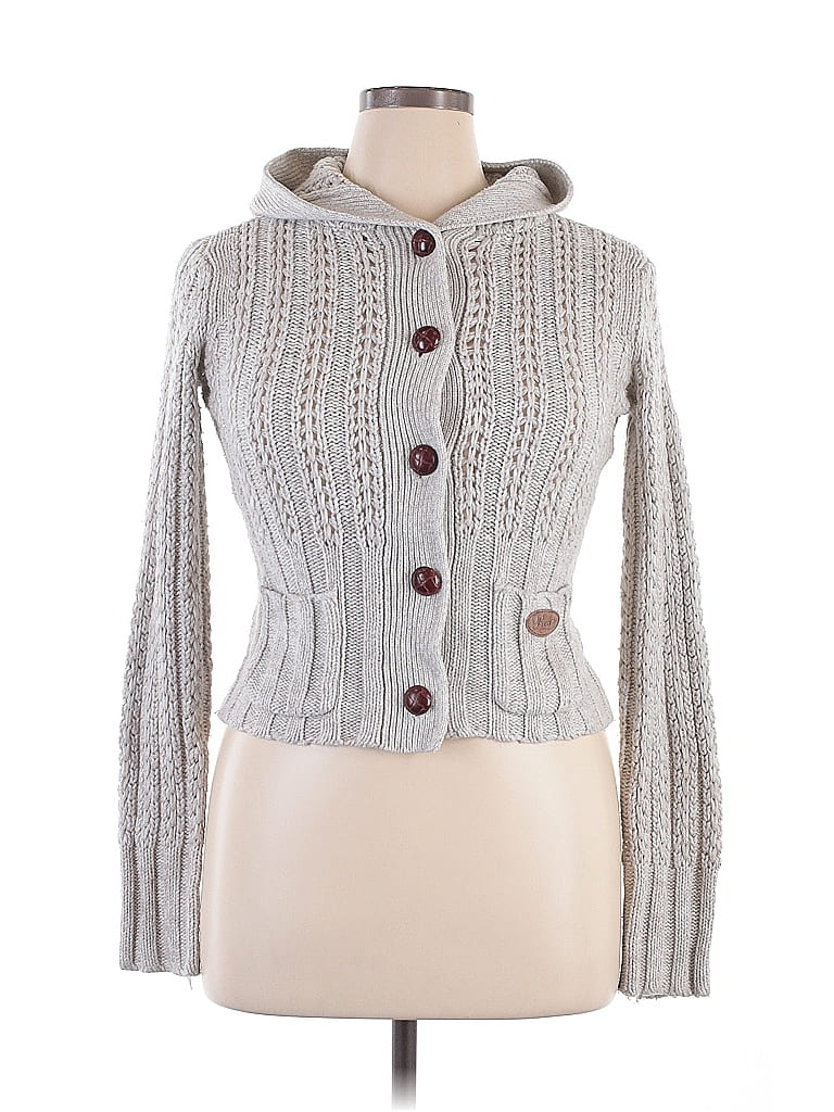 Roxy 100% Acrylic Gray Cardigan Size XL - photo 1