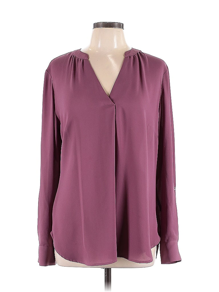 Soho JEANS NEW YORK & COMPANY 100% Polyester Burgundy Pink Long Sleeve Blouse Size L - photo 1