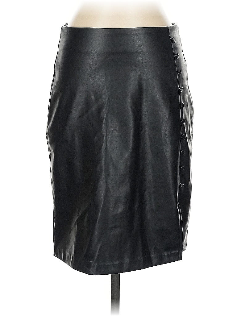 Pre-owned Ny & C Faux Leather Skirt In Black