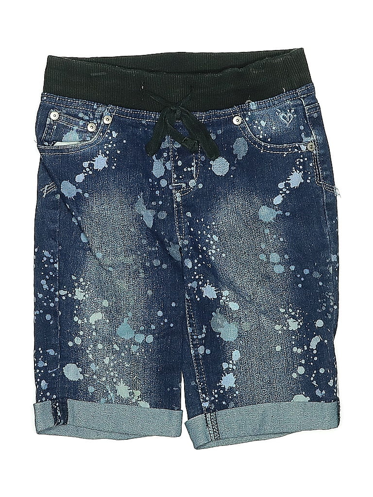 Justice Print Blue Denim Shorts Size 12 (big kids) - photo 1