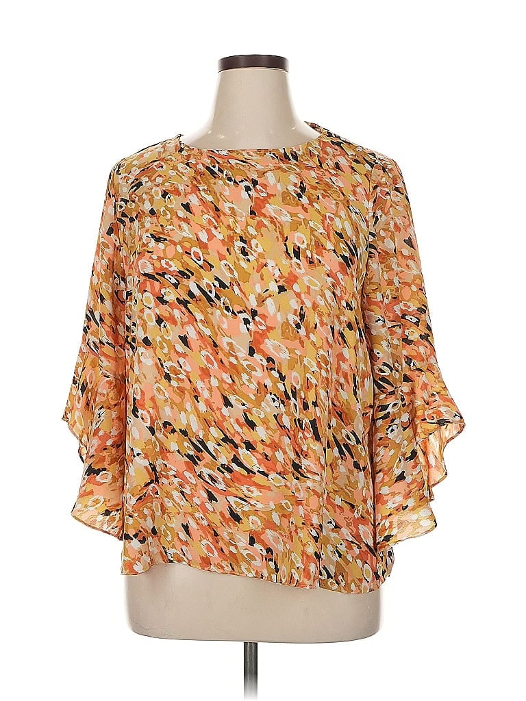 Kasper 100% Polyester Orange 3/4 Sleeve Blouse Size XL - photo 1