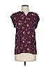 Papermoon 100% Polyester Floral Burgundy Short Sleeve Blouse Size S - photo 1