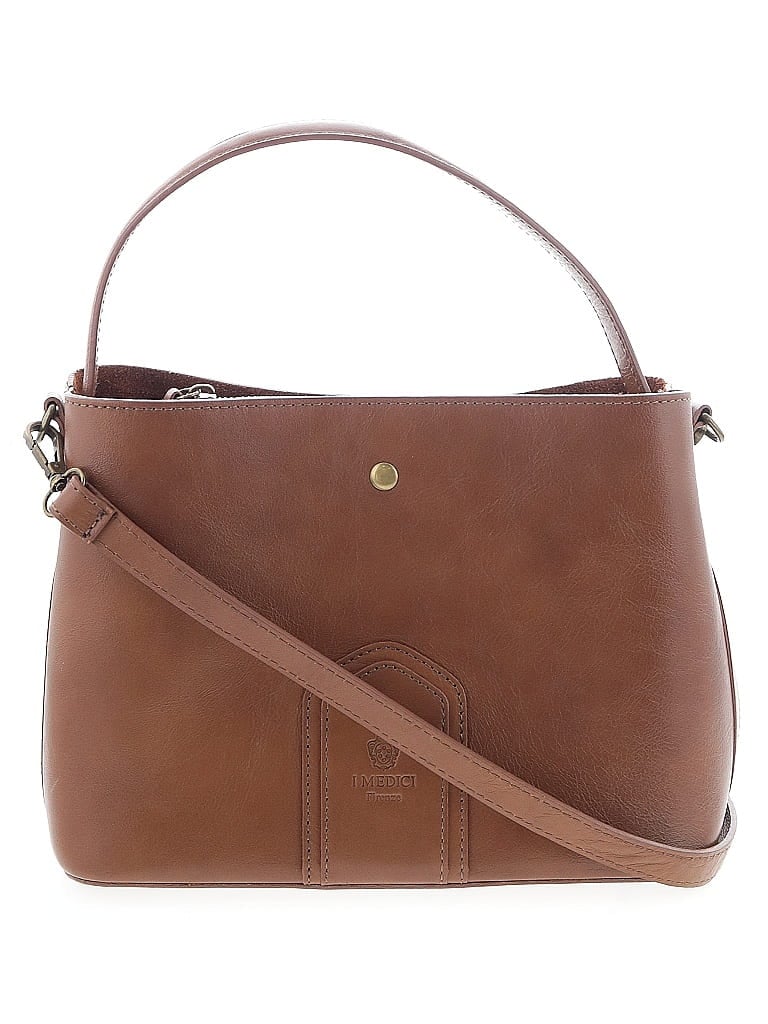 I Medici 100% Leather Solid Brown Leather Crossbody Bag One size - photo 1