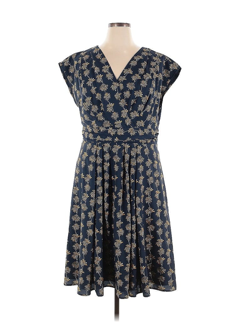 eShakti 100% Polyester Paisley Blue Casual Dress Size 1X - photo 1