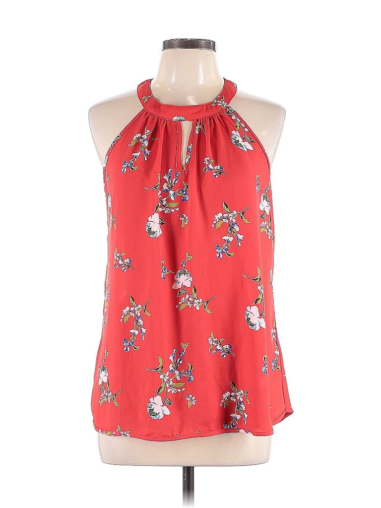 Papermoon 100% Polyester Red Sleeveless Blouse Size L - photo 1