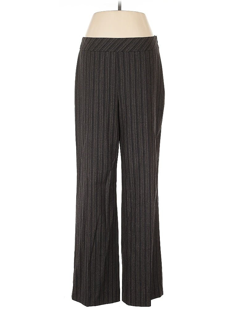 Akris Punto Chevron-herringbone Gray Brown Wool Pants Size 8 - photo 1