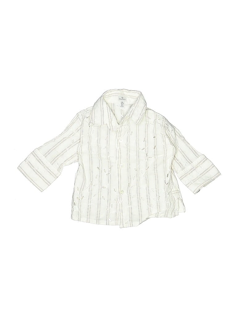 Pre-owned Assorted Brands Kids' 3/4 Sleeve Button Down Shirt In White