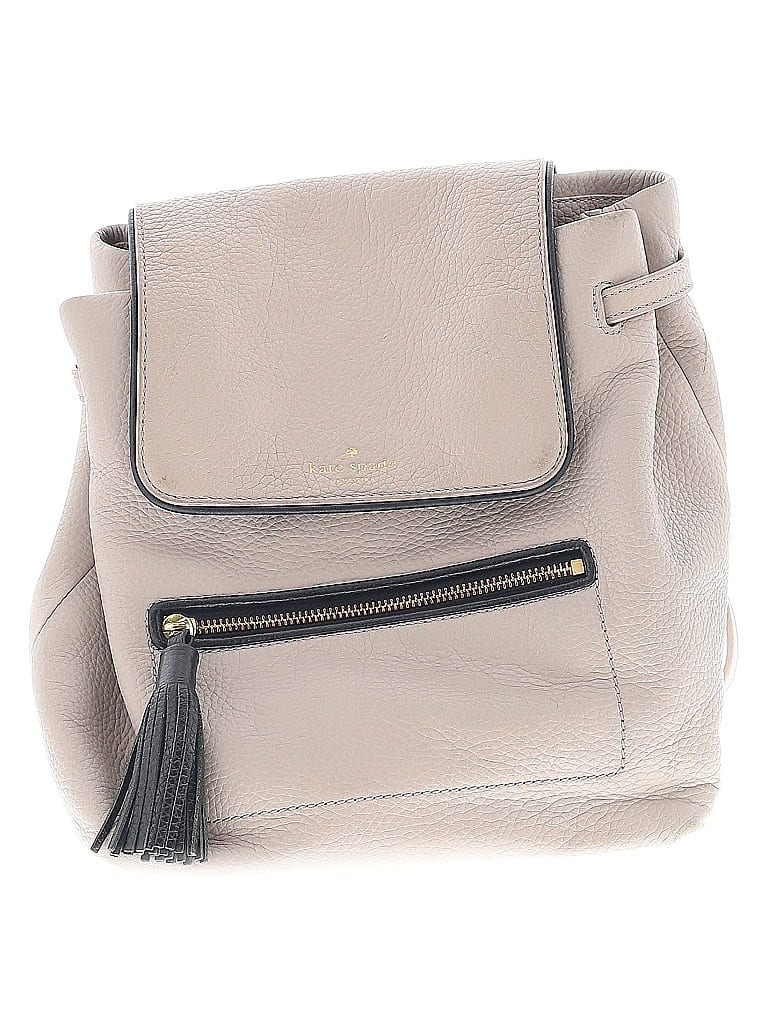 Kate Spade New York Solid Ivory Gray Leather Backpack One size - photo 1