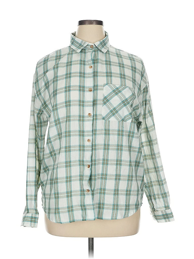 Pre-owned Just Polly Long Sleeve Blouse In Green