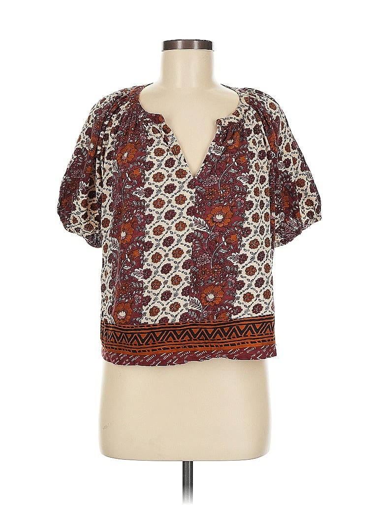 RACHEL ZOE TJX Pre-owned Short Sleeve Blouse In Burgundy