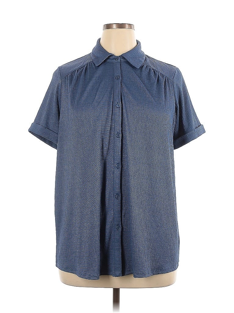 Woman Within Blue Short Sleeve Blouse Size 14 - photo 1