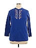 Woman Within Blue 3/4 Sleeve Henley Size 14 - photo 1