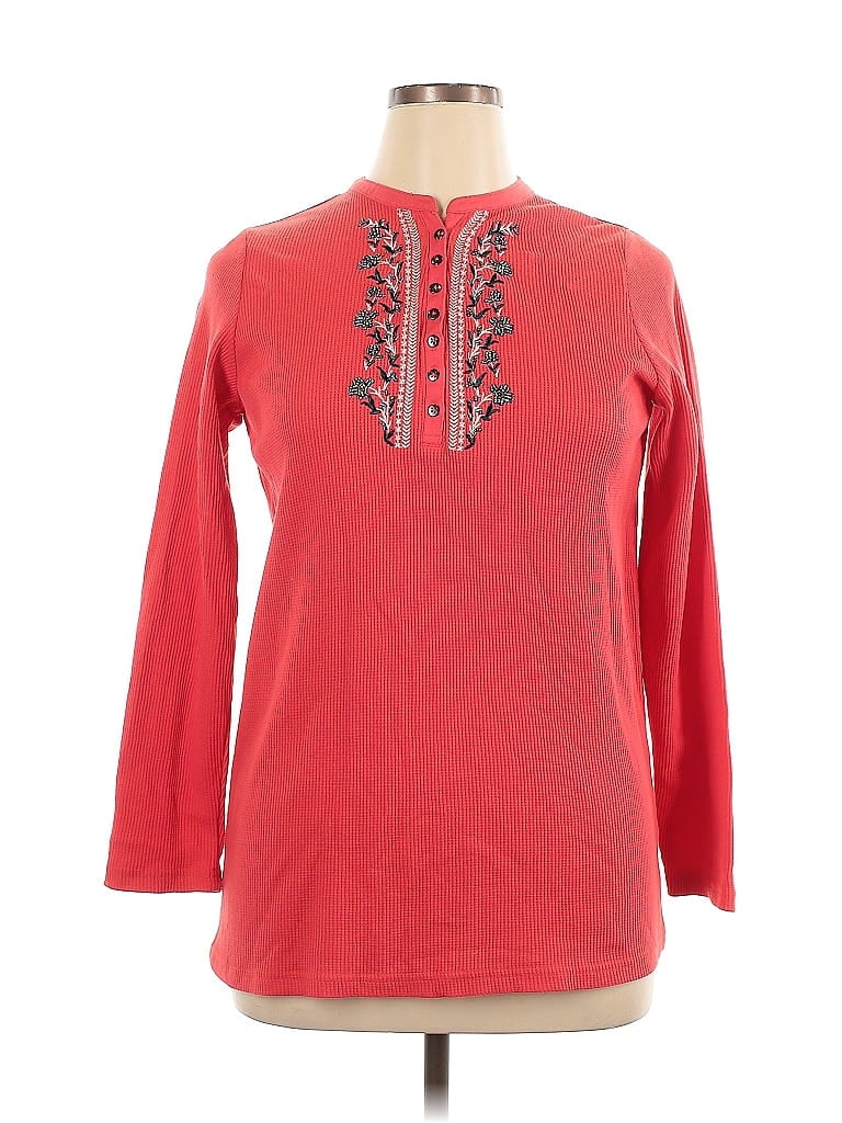 Woman Within Red 3/4 Sleeve Henley Size 14 - photo 1