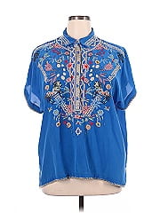 Johnny Was Short Sleeve Silk Top