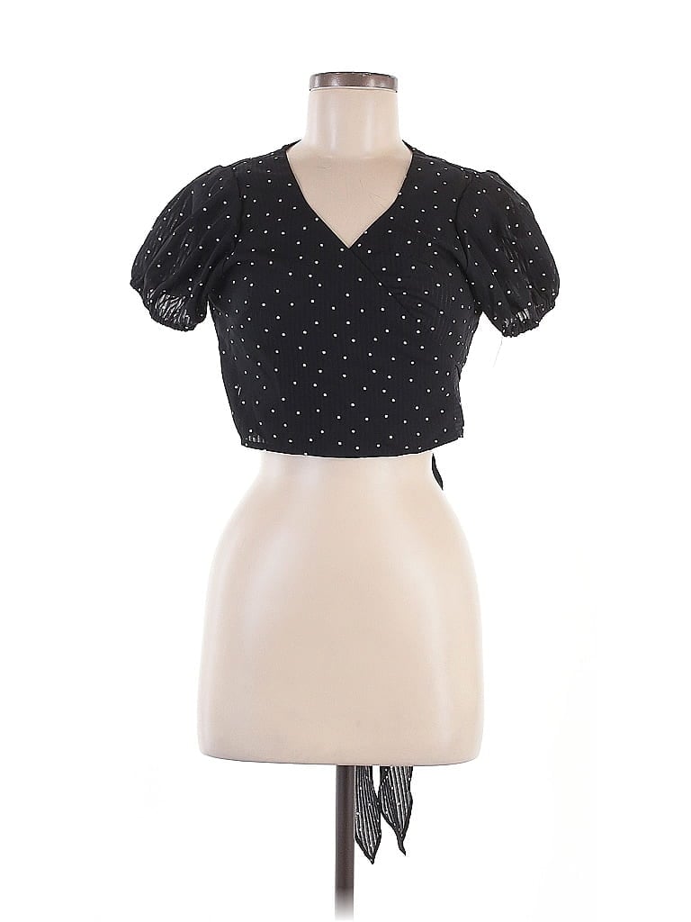 Polly 100% Polyester Black Short Sleeve Top Size 6 - photo 1