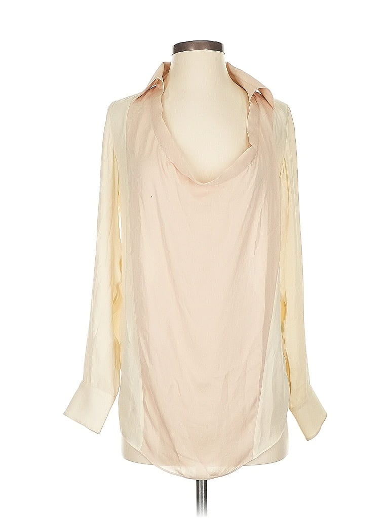 Pre-owned Haute Hippie 3/4 Sleeve Silk Top Ivory Cowl Neck Tops In White