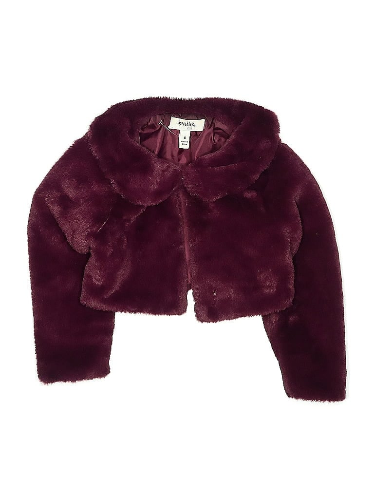 Click to view more detailed imagery on our partner's website Pre-owned Speechless Kids' Faux Fur Vest In Burgundy