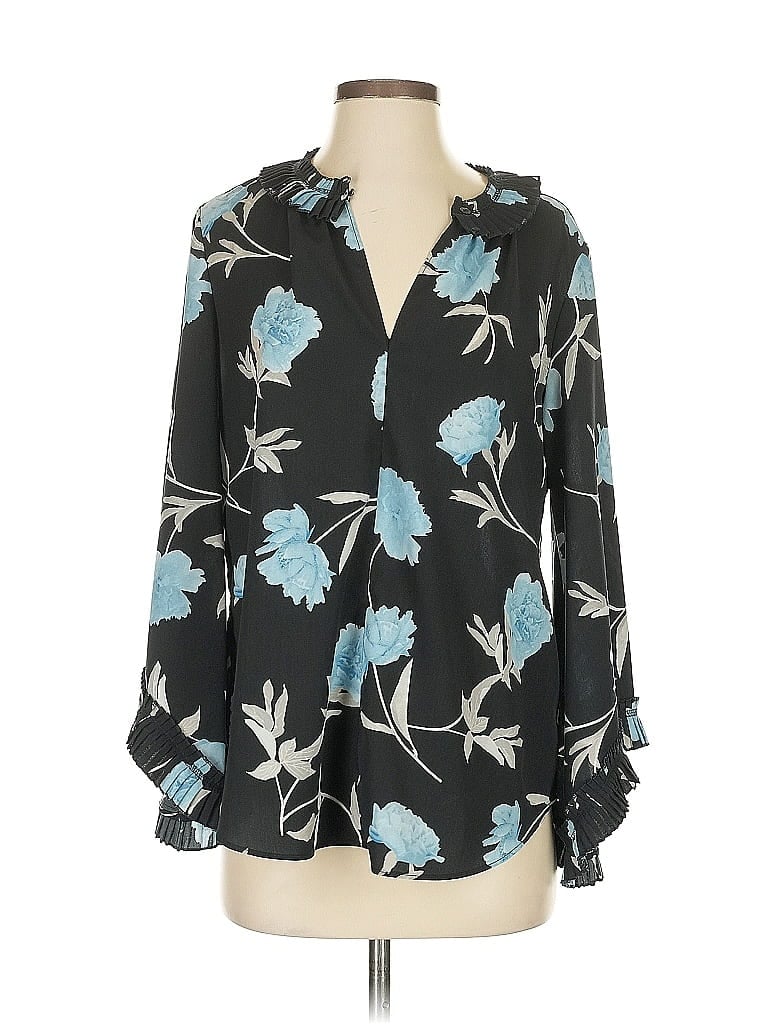 Pre-owned Ellen Tracy Long Sleeve Blouse In Black