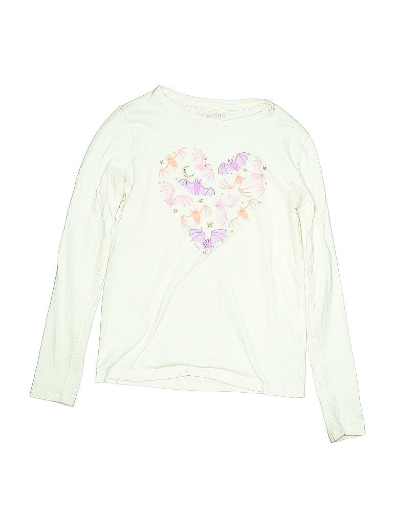 Crewcuts Outlet 100% Cotton Ivory White Long Sleeve T-Shirt Size 10 - photo 1