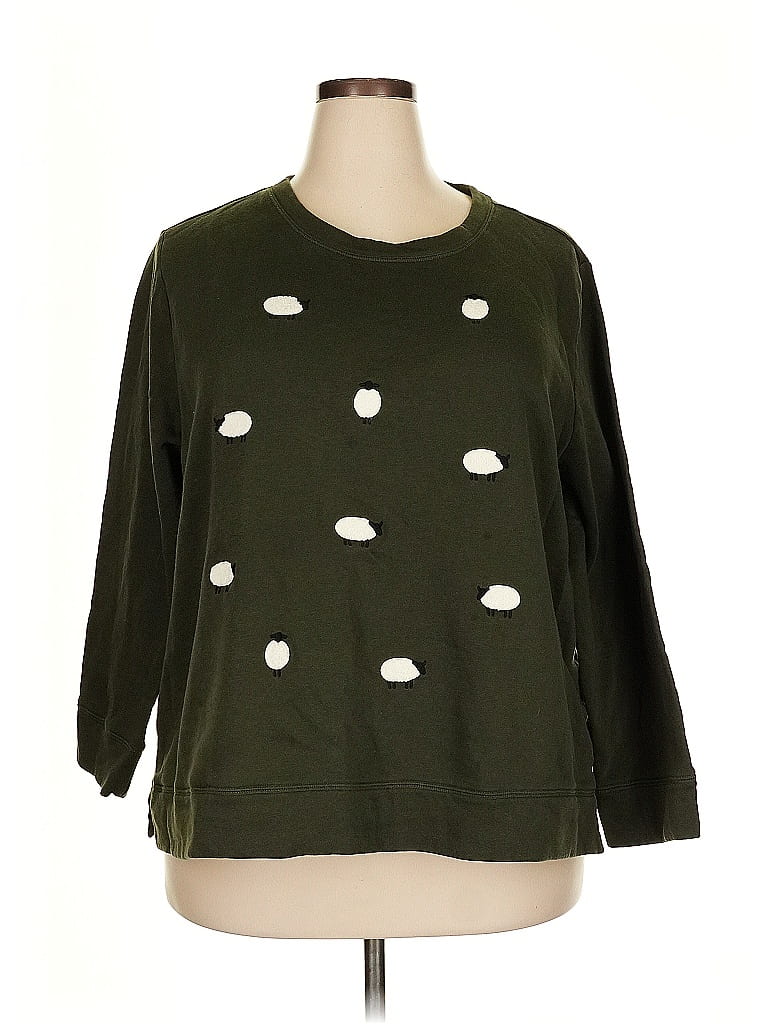 Talbots Outlet Polka Dots Green Sweatshirt Size 3X - photo 1