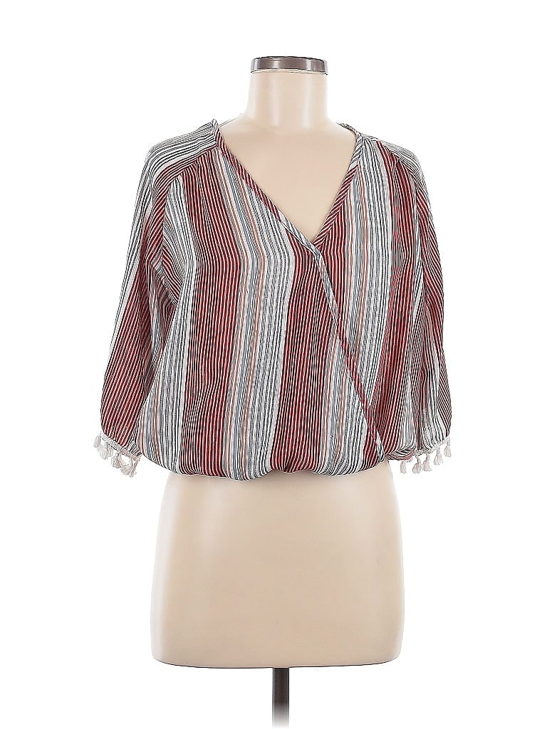 Pre-owned Assorted Brands 3/4 Sleeve Blouse In Burgundy
