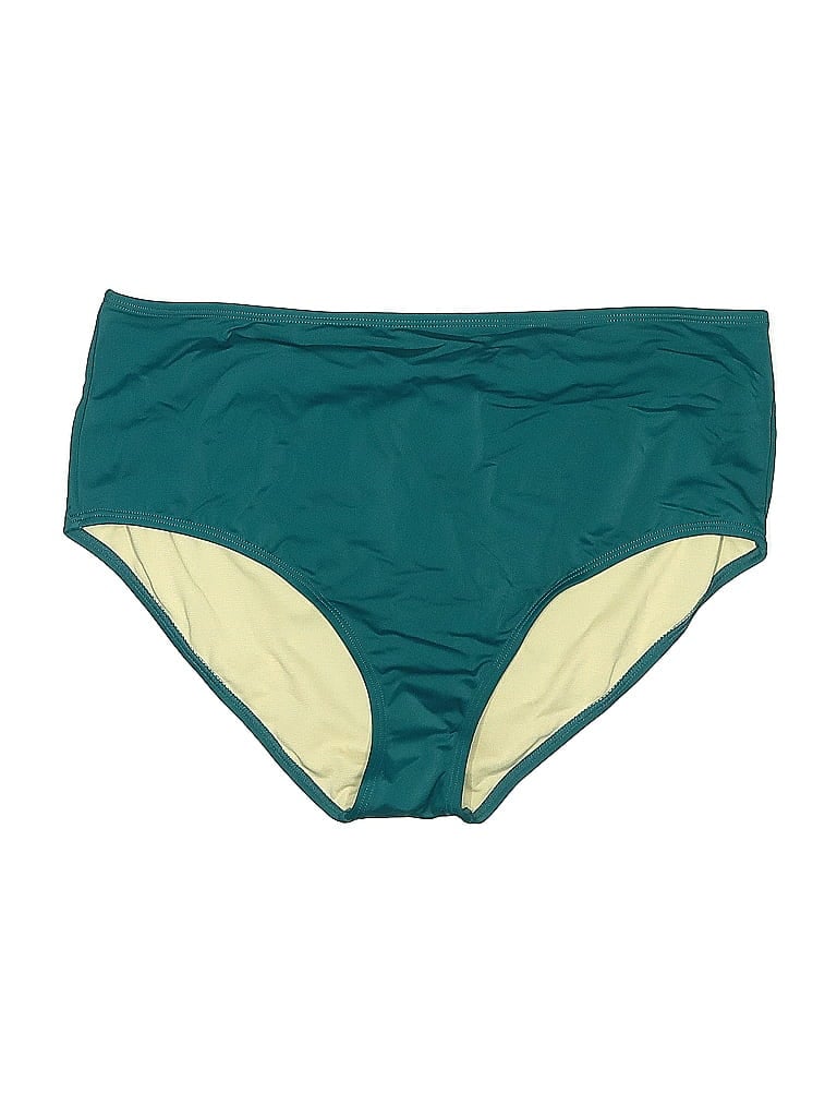 Belle By Kim Gravel Color Block Green Teal Swimsuit Bottoms Size 16 - photo 1