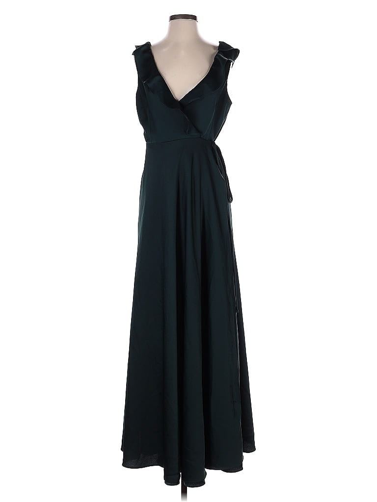 BHLDN 100% Polyester Black Green Cocktail Dress Size 6 - photo 1